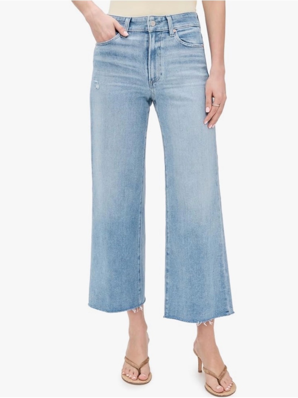 PAIGE Light Blue Wide Leg Crop Jeans